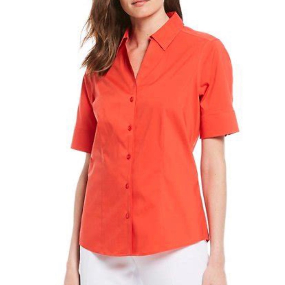 New Investments Gold Label Lauren No-Iron Stretch SS Button Front Shirt